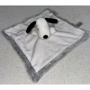 Peanuts Snoopy Lovey Security Blanket Plush White Gray Black Polka Dots Baby